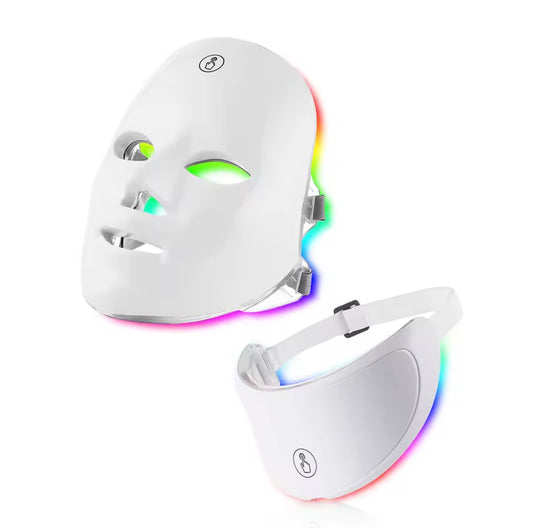 Masque LED Visage & Cou 7 Couleurs – Soin Anti-Âge et Régénération de la Peau