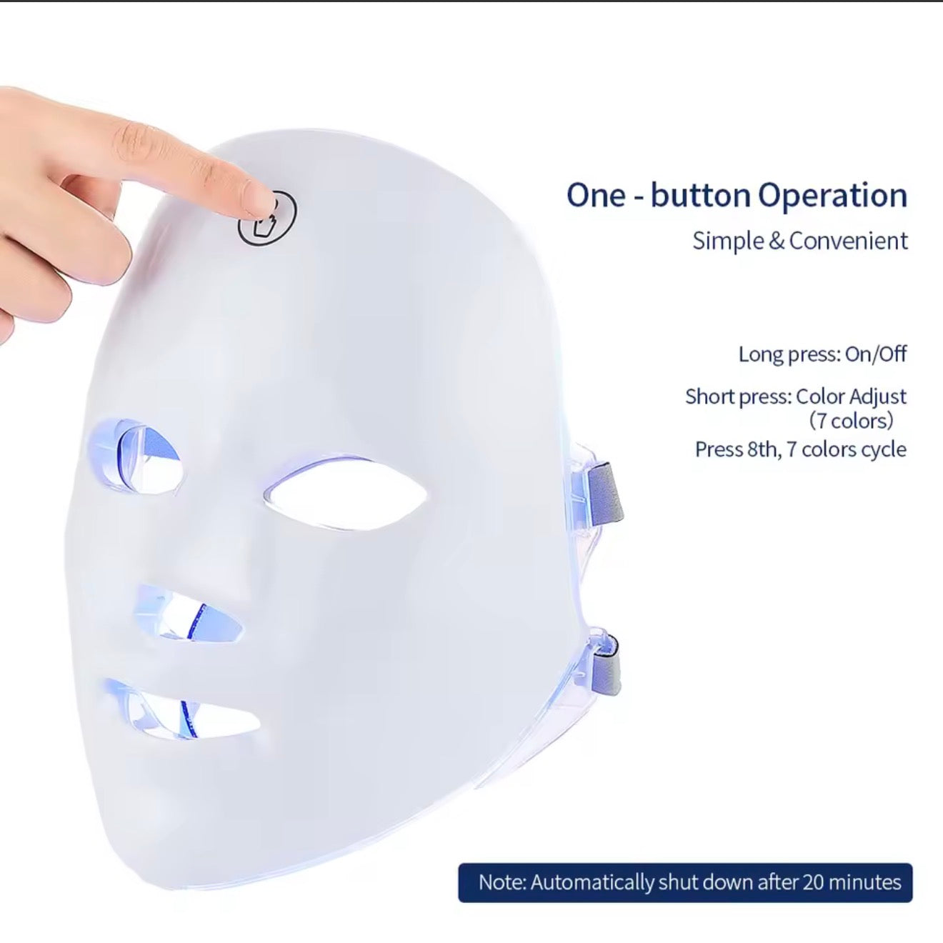 Masque LED Visage & Cou 7 Couleurs – Soin Anti-Âge et Régénération de la Peau